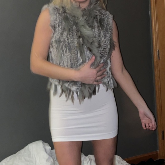 Rabbit fur grey vest coat - Picture 2 of 8